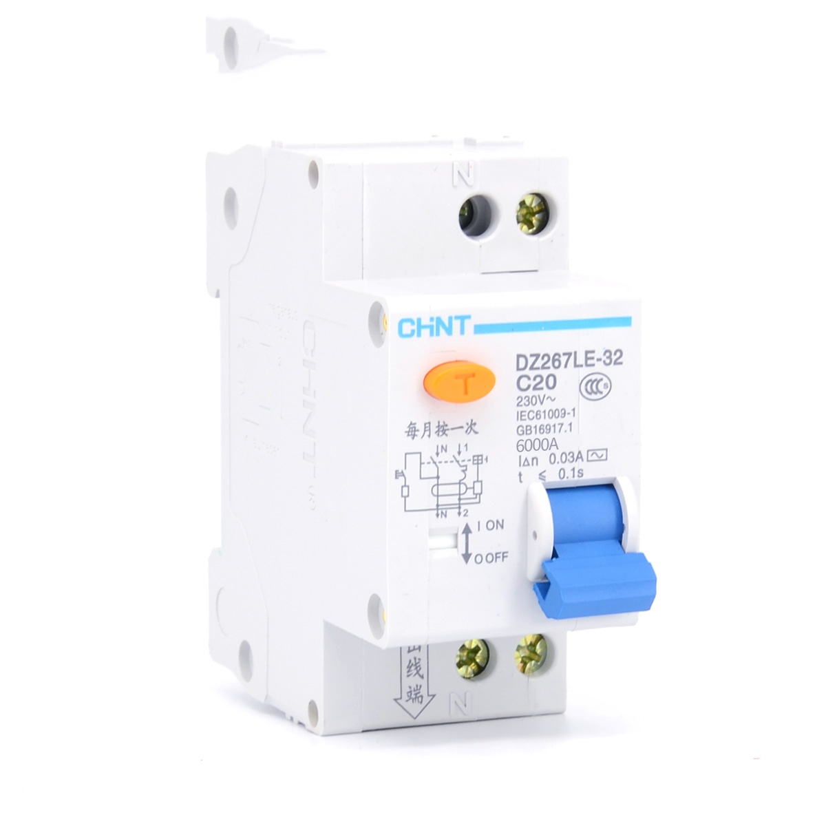 正泰家用漏电保护器空气开关双线dz267le6a10a16a20a25a32a漏电保护器
