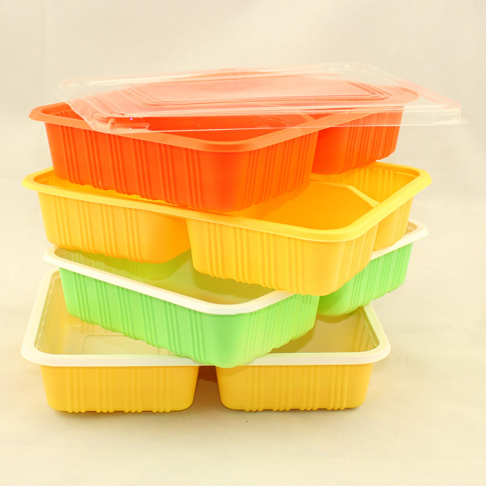 一次性快餐盒外卖盖饭便当打包盒两格三四格塑料套餐盒长方形包邮