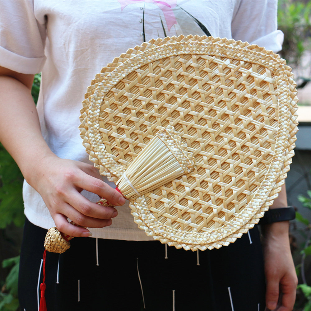 扇子蒲扇夏季四川手工草编折扇手摇摇扇宝宝扇子