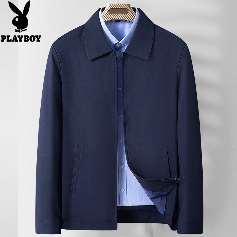 花花公子爸爸秋装外套2022新款中年男士春秋季夹克中老年秋冬上衣