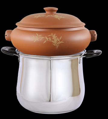 汽锅家用陶瓷蒸汽云南特色汤锅1号竹叶商用汽锅