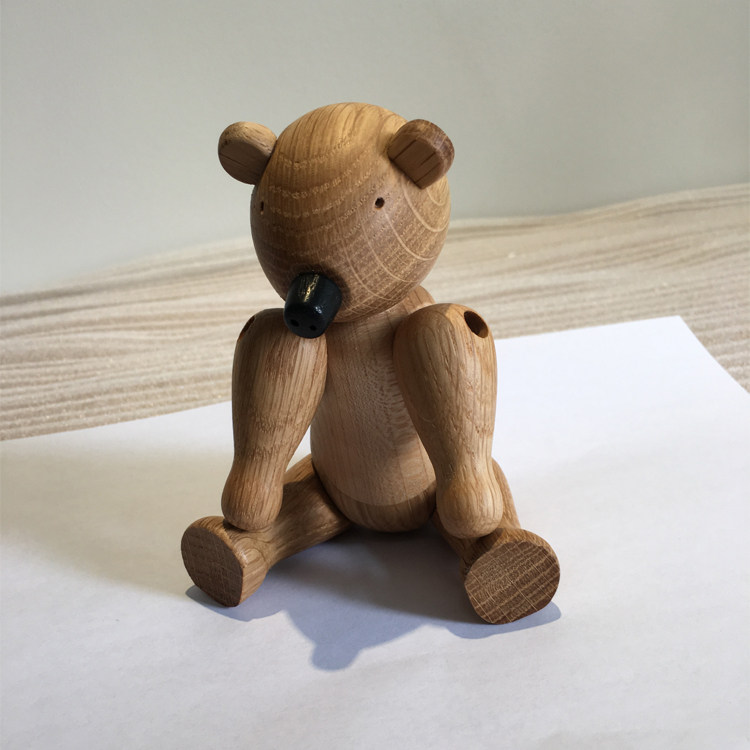 北欧可爱木雕木偶北欧现代摆件美式 乡村动物小熊时尚 创意新朝礼物