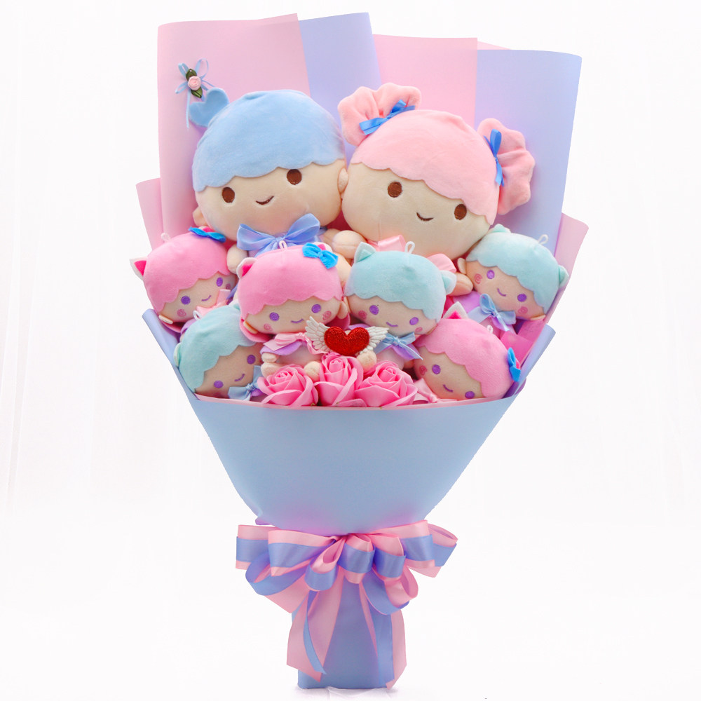 卡通花束毛绒公仔情侣娃娃玩偶创意生日情人节仿真花
