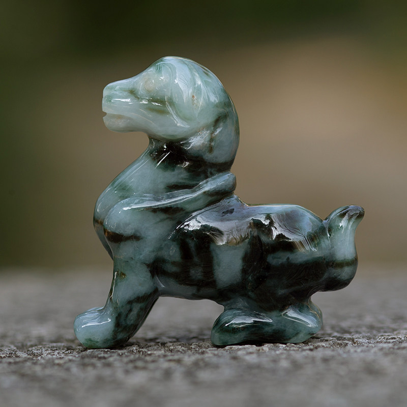 钰达翡翠狗摆件小玉狗生肖狗玉玉石狗绿色玉把玩玉狗小摆件dxq