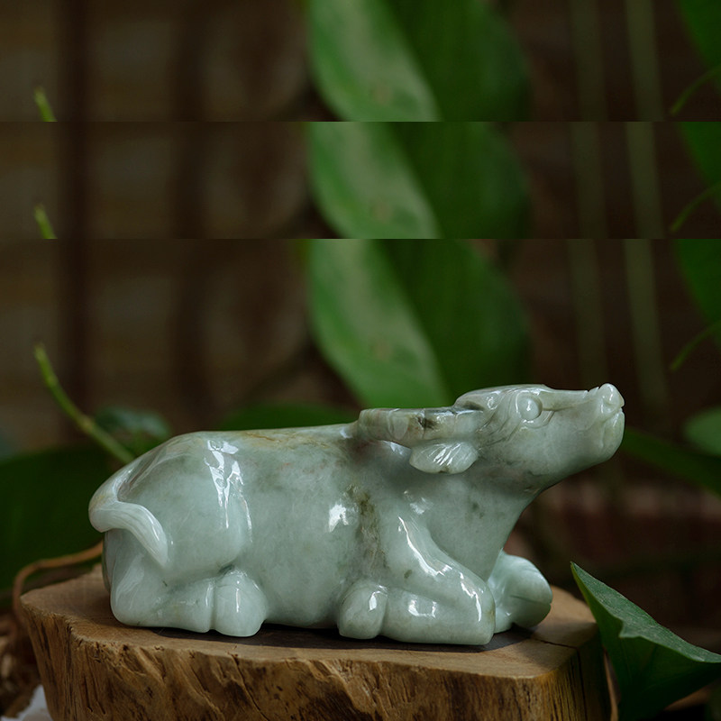 摆件玉石钰达翡翠玉牛生肖牛财牛牛牛气冲天其他