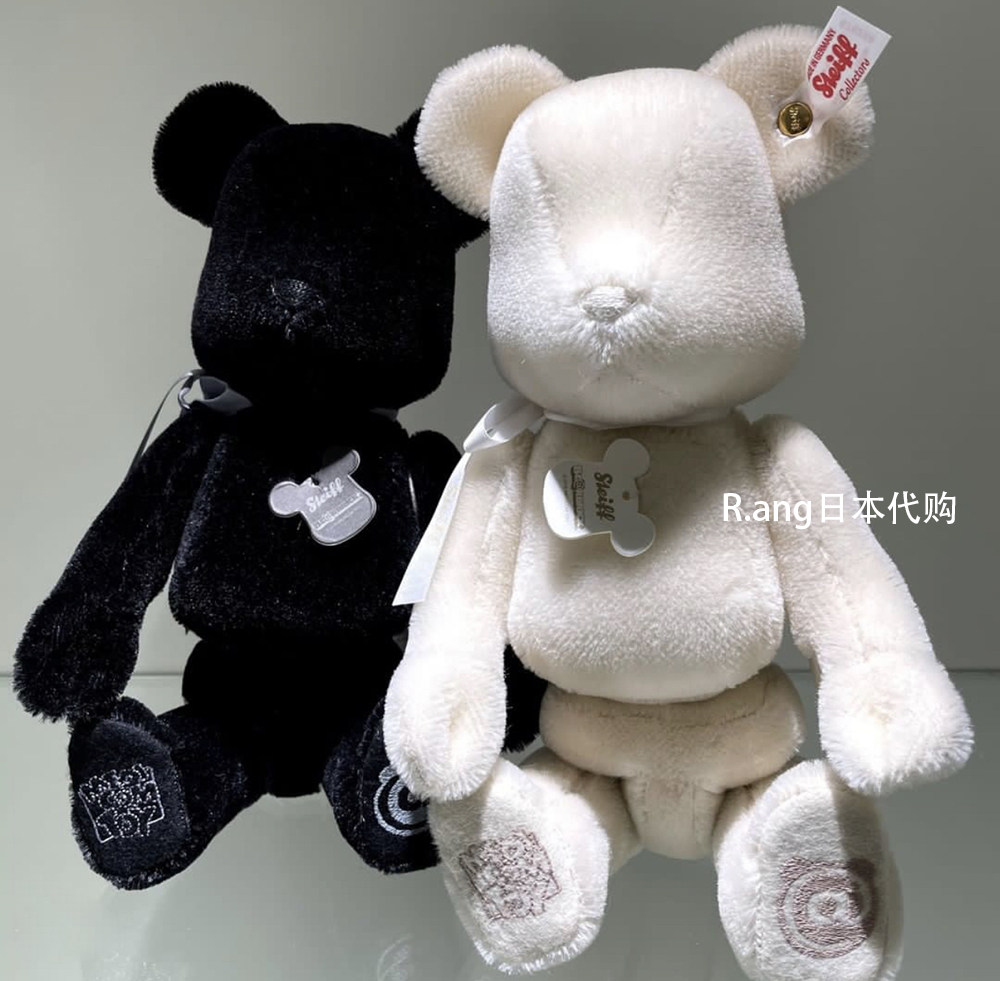 rang日本代购berbricksteiff合作毛绒黑白泰迪熊礼物摆件