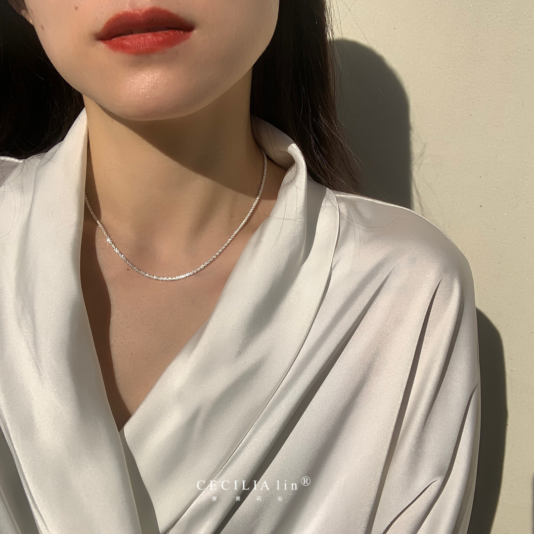 赛赛莉安意大利s925纯银波光粼粼项链锁骨脖子网红ins小众高级感