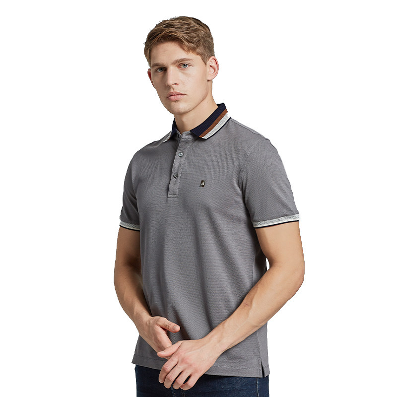 aquascutum雅格狮丹商务纯色三色扁机装饰男士polo300245t恤
