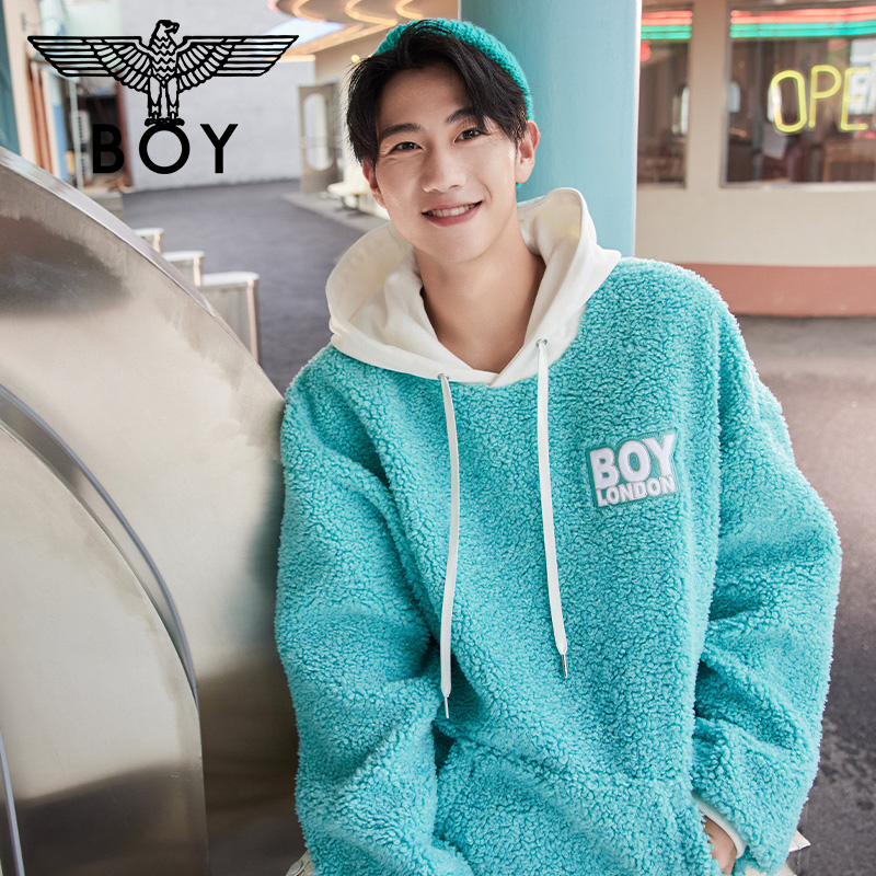 boylondon羊羔毛外套男2020款织带老鹰情侣款207205