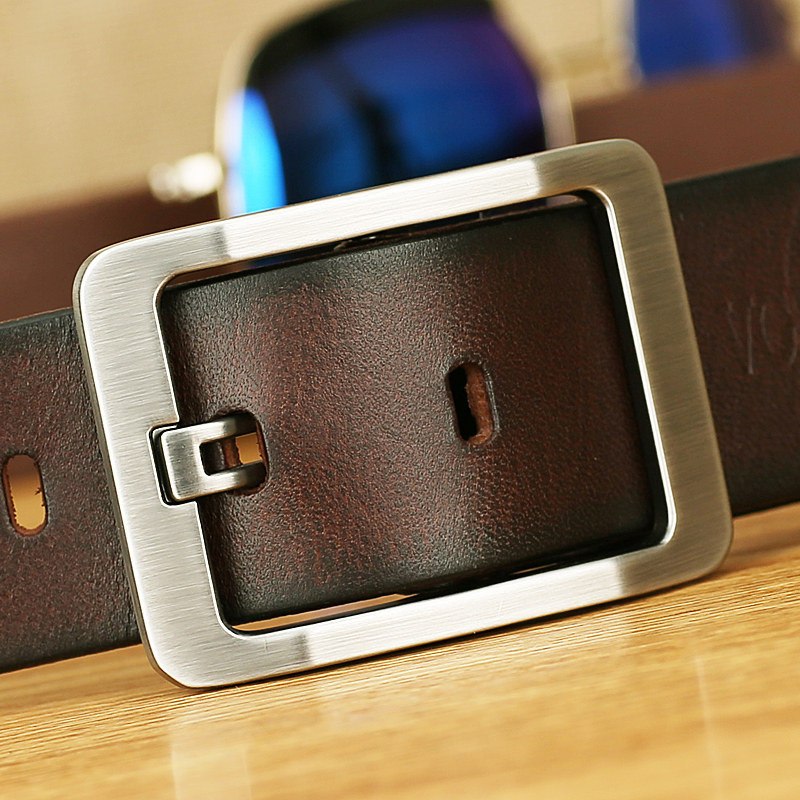 头层牛皮皮带男士真皮青年针扣腰带裤带纯牛腰带