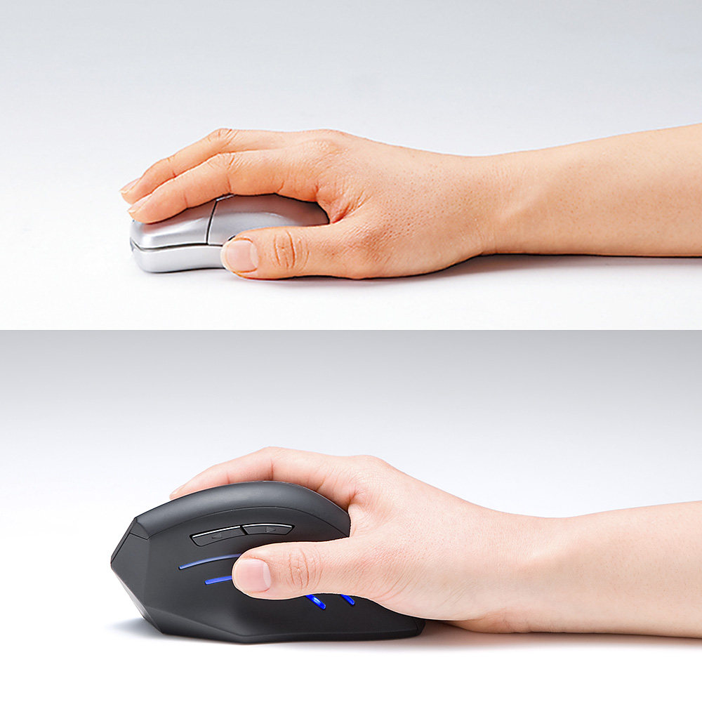 鼠标日本sanwa握式蓝光led无线直立立式电脑无线鼠标