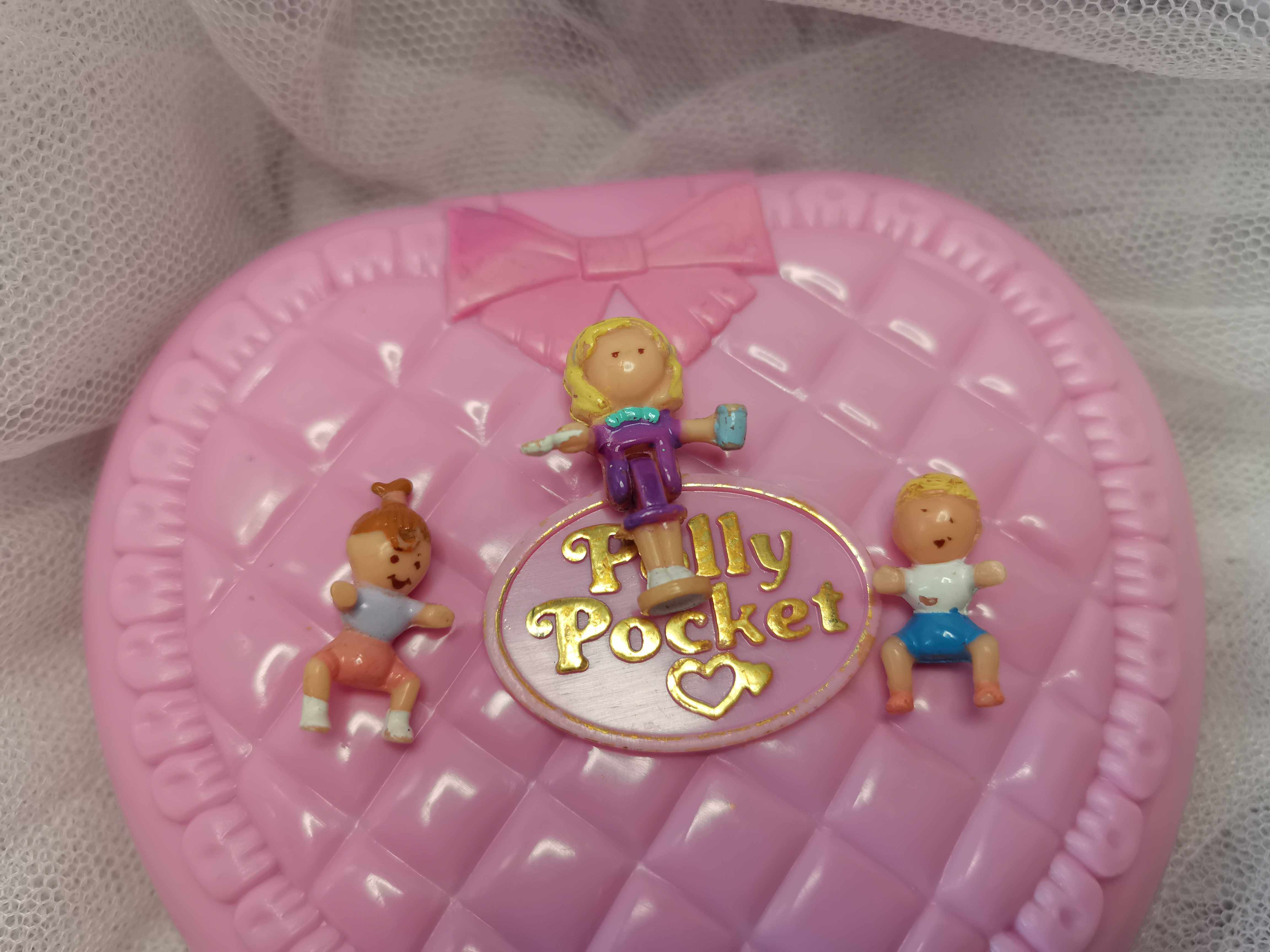 1994年pollypocket波利口袋粉色心型盒子古董绝版过家家玩具