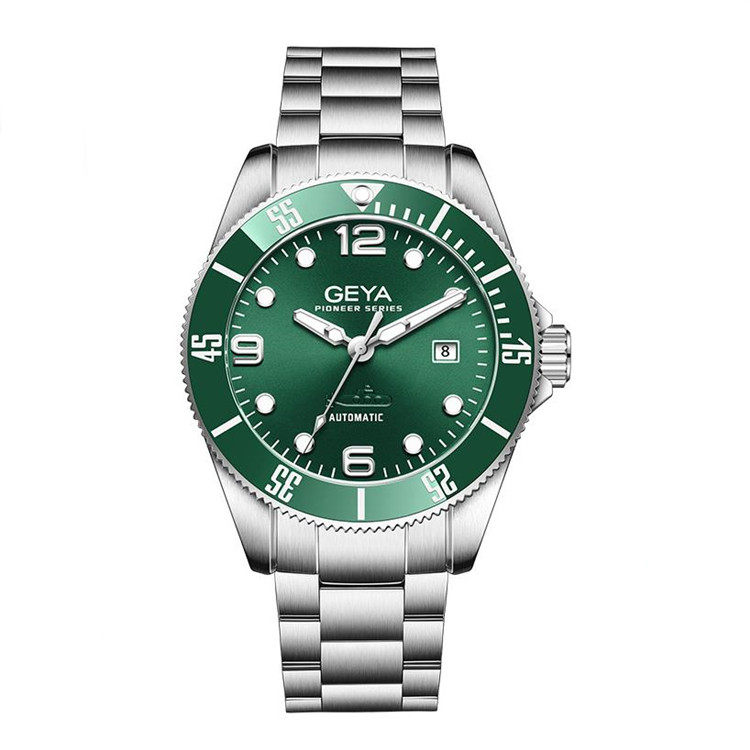 geya格雅手表男表机械表绿水绿水鬼鬼大表盘防水国产腕表