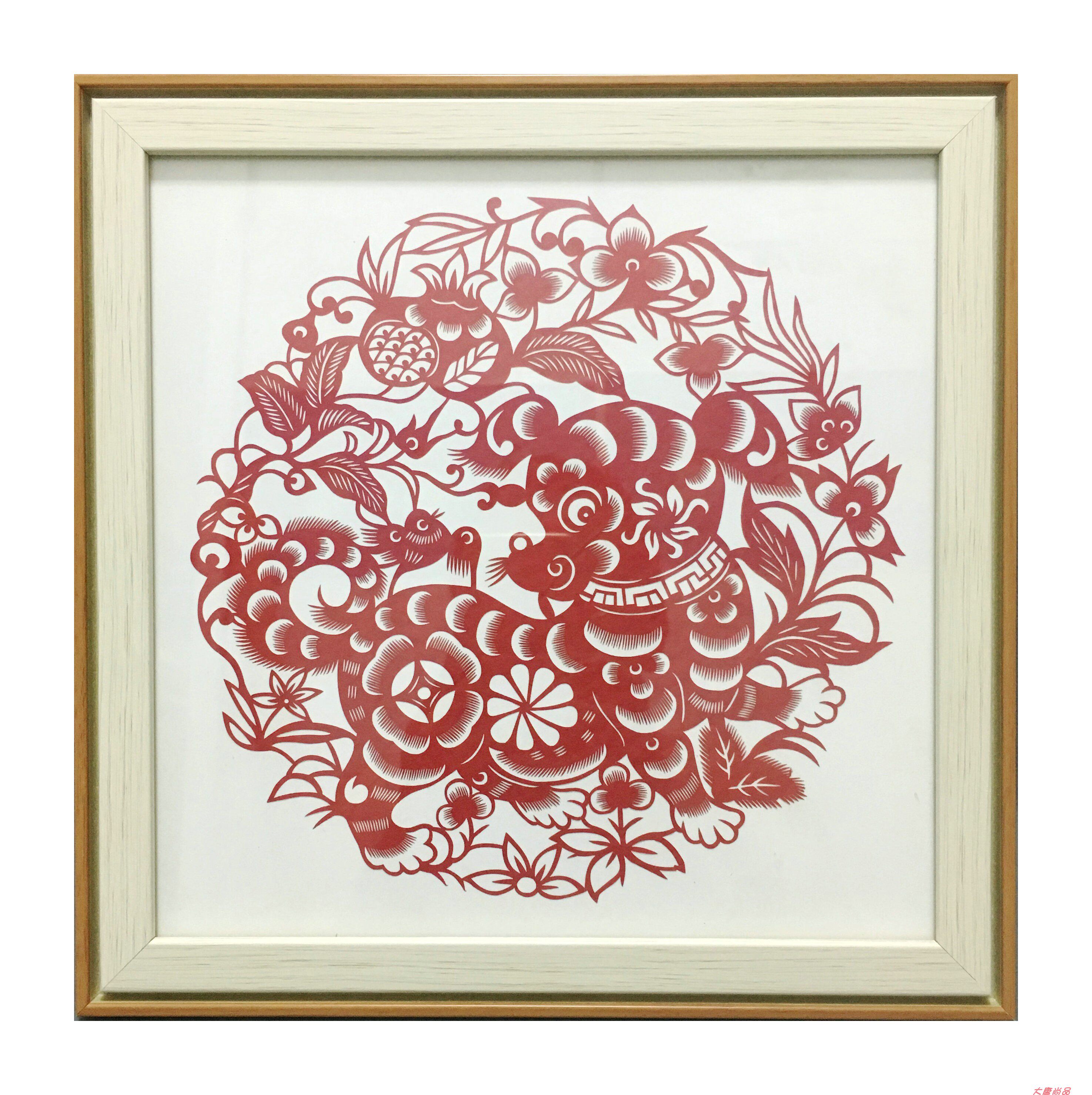 手工剪纸十二生肖画框摆件盒子中国国风家居家居装饰剪纸