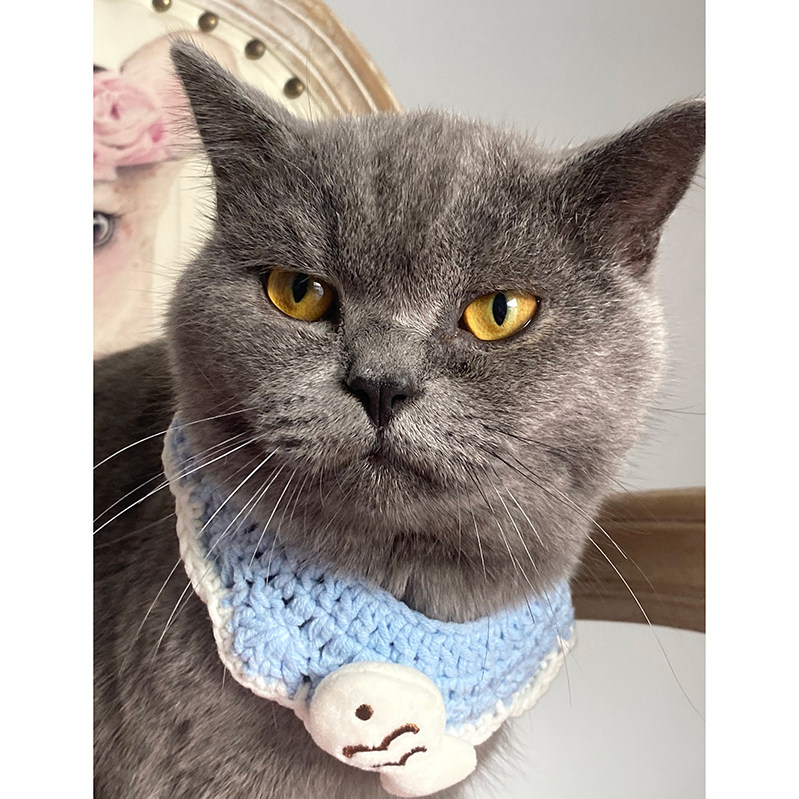 猫咪可爱项圈小鱼手工宠物编织英短蓝猫新年项圈