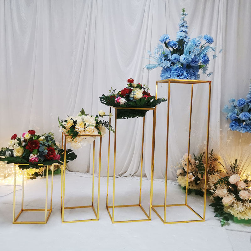 几何路引婚庆道具铁艺金色方框架子婚礼迎宾区婚庆绢花