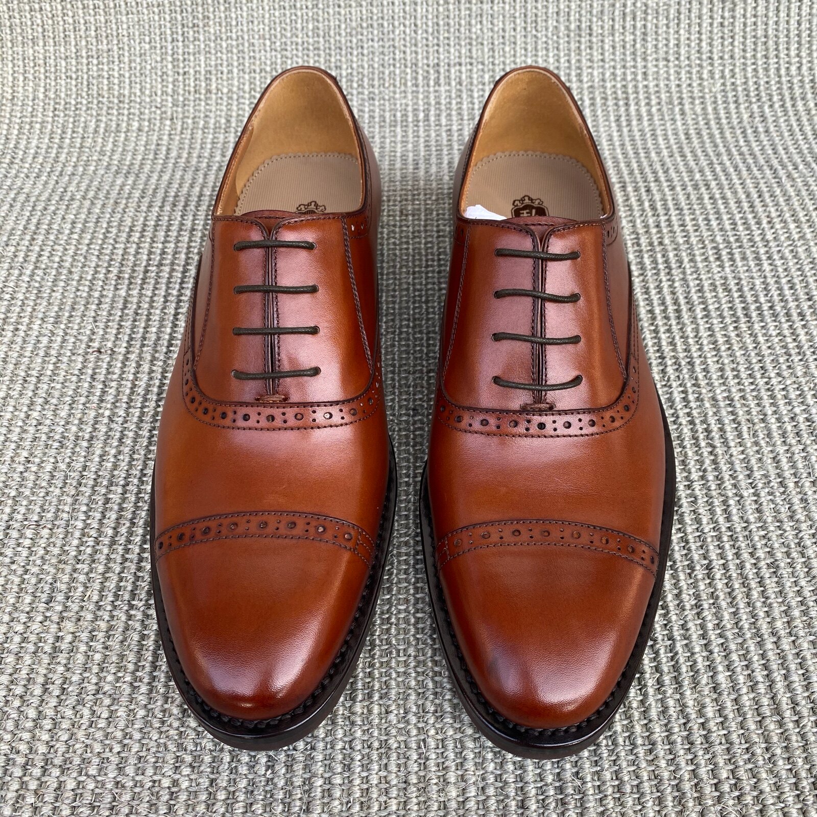 进口法国口头牛皮男士三接头意大利vibram耐磨防滑正装皮鞋