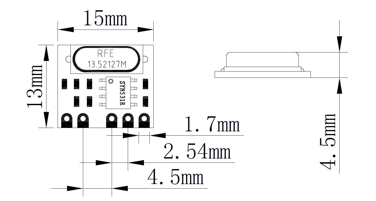 模块无线433m315m接收rfe160syn531rrf模块