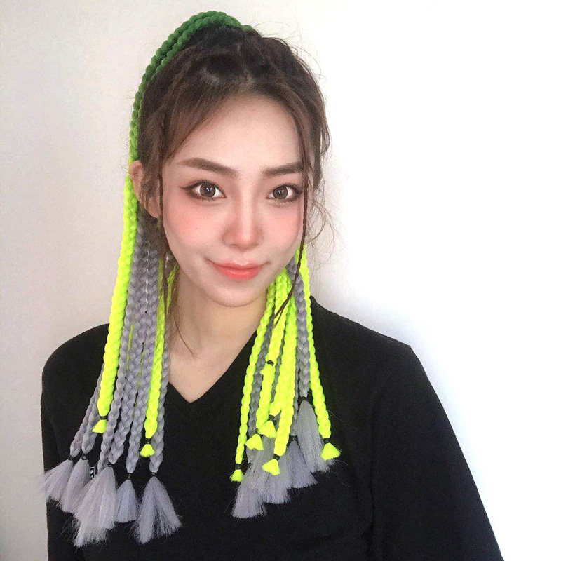 脏辫假发马尾绑带编发非洲辣妹彩色辫子纤维马尾