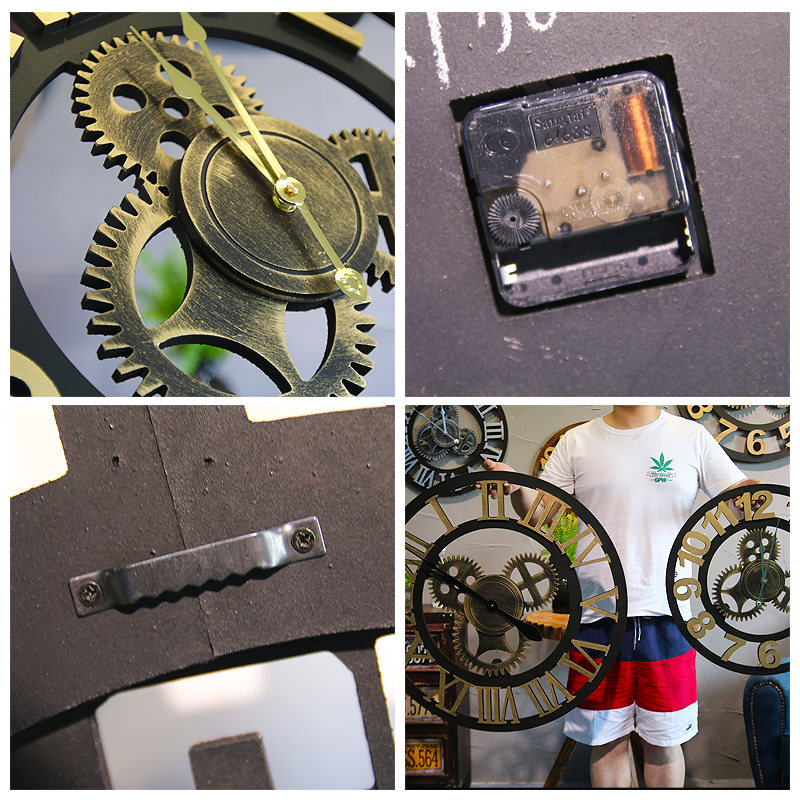 创意工业齿轮时钟酒吧客厅卧室圆形钟表家居挂钟