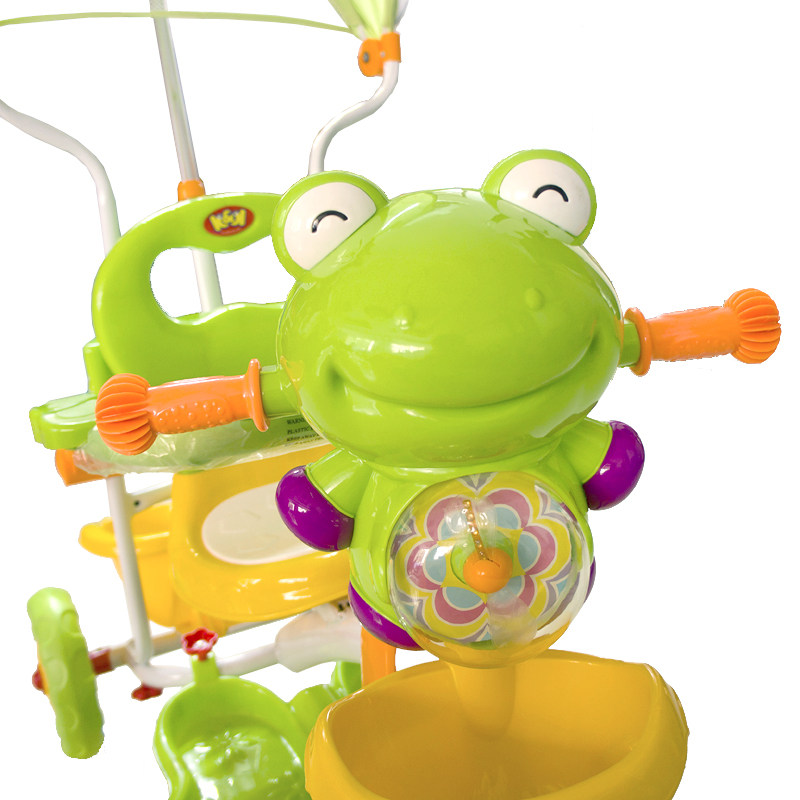 kk声光儿童车脚踏青蛙三轮车发声婴幼儿方向可控三轮车