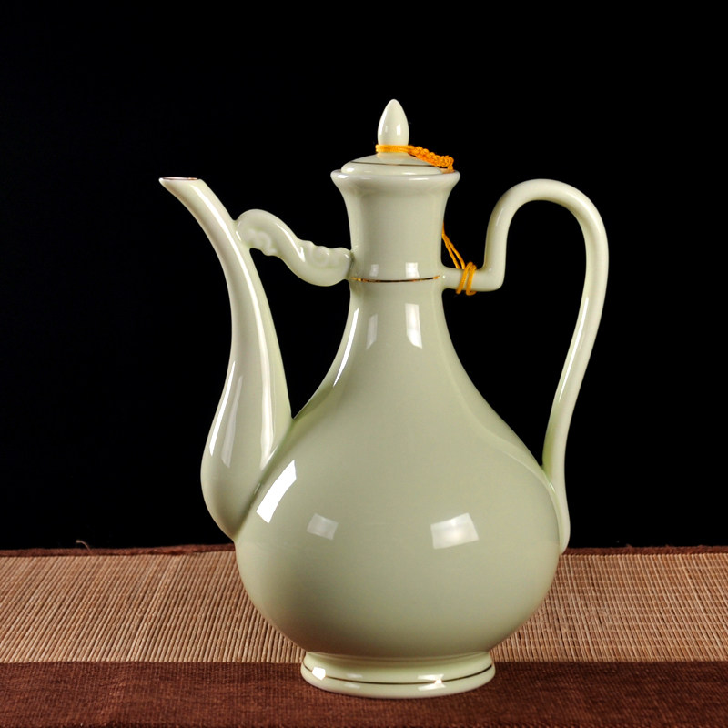 酒壶青瓷陶瓷一斤酒器仿古家用酒店餐馆黄酒家用酒壶