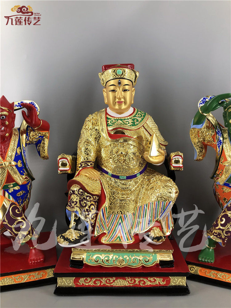 木雕元帅48cm精雕漆线樟木香樟神像马元帅天君木雕