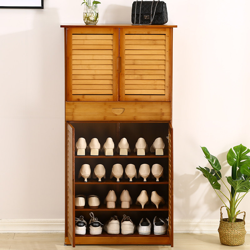 楠竹鞋柜现代简约家用门口大容量加高鞋架鞋橱收纳鞋柜
