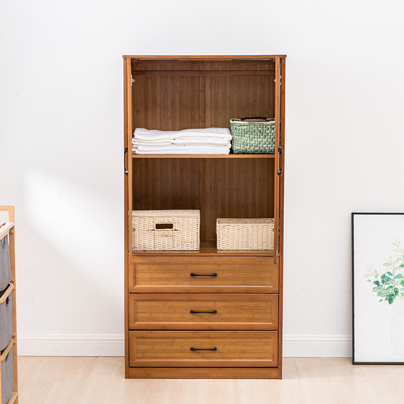楠竹储物柜抽屉大容量收纳家用衣柜卧室柜子防晒简易衣柜