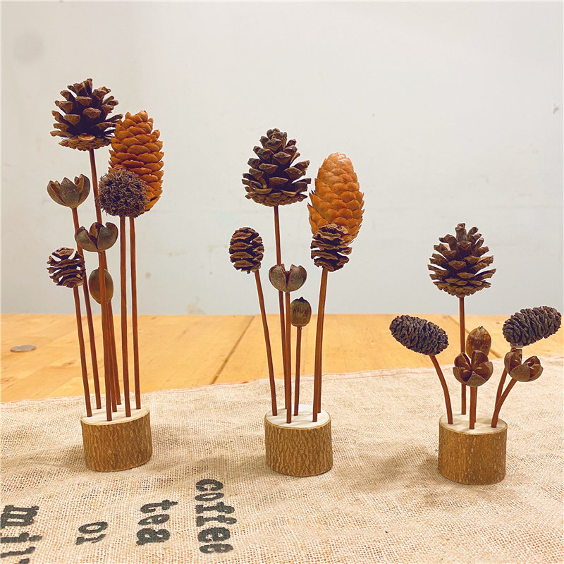 创意装饰圣诞复古森林组合松果摆件美物桌面干花
