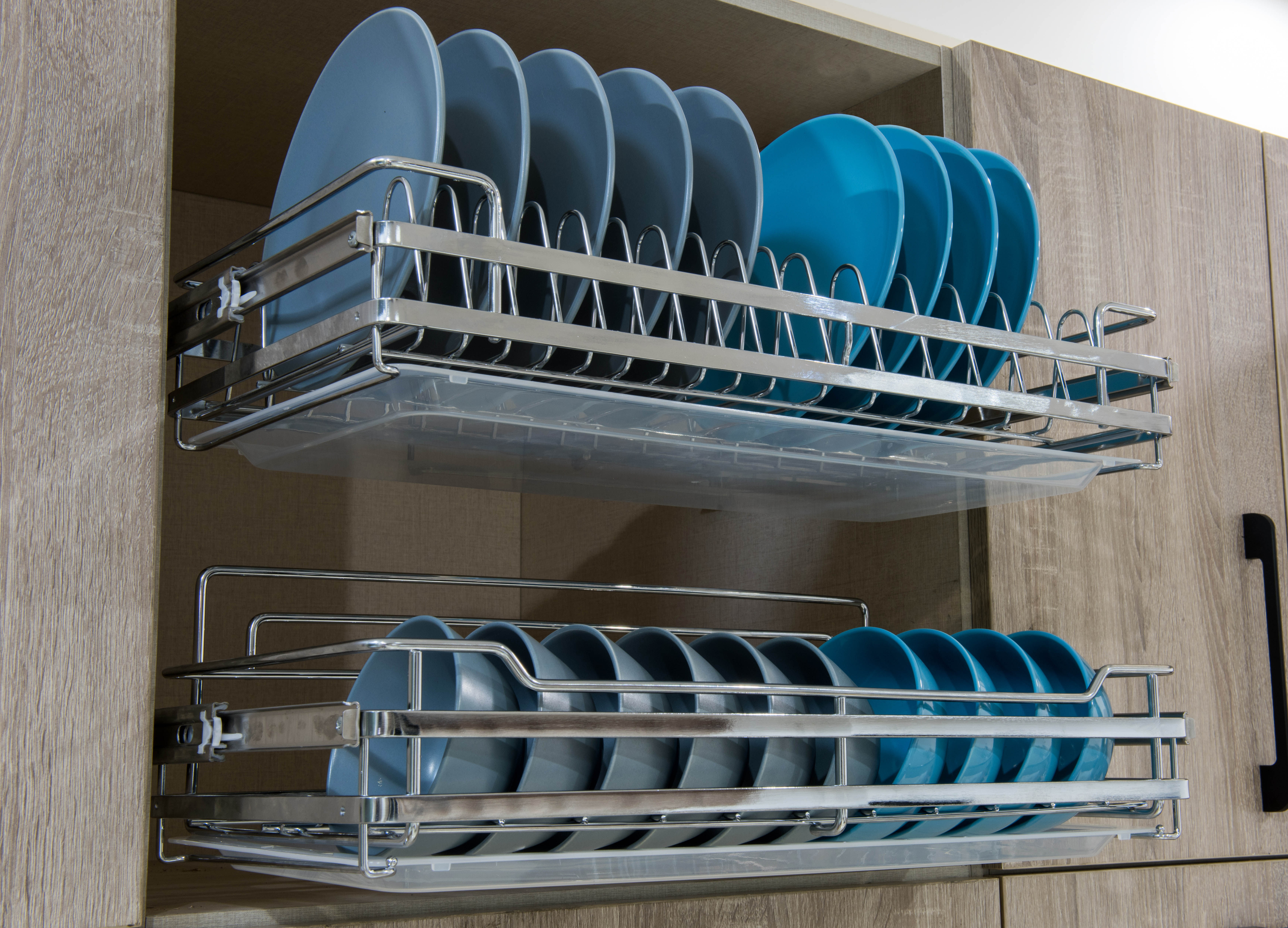 浅柜解决方案不锈钢碗碟拉篮多功能置物平篮餐具篮配拉篮