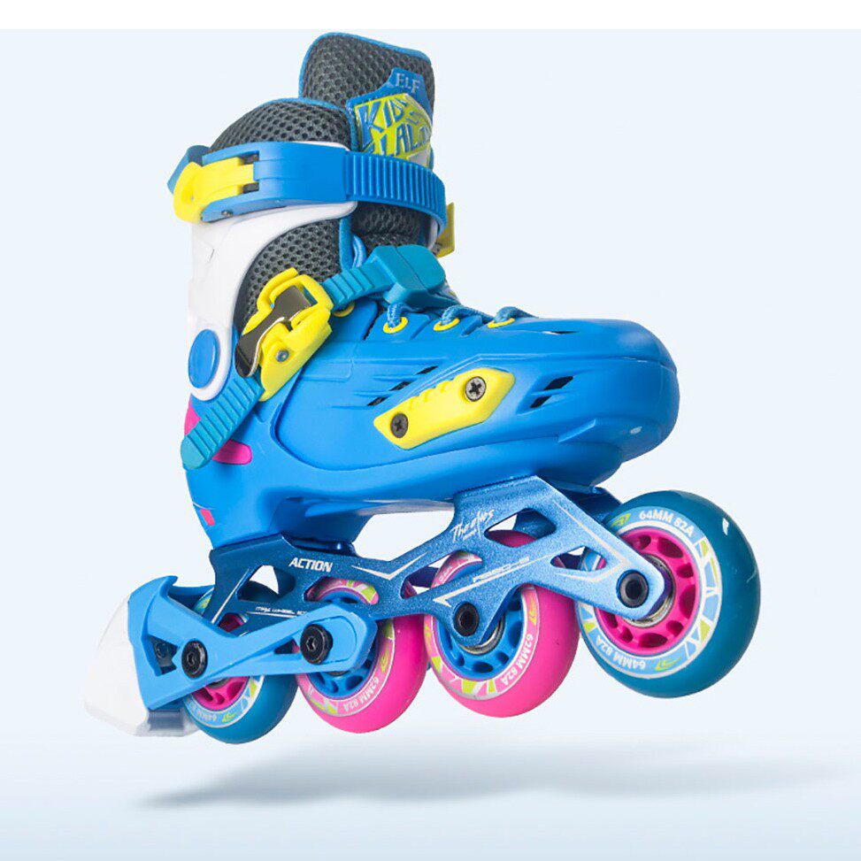 action埃克森动感精灵轮滑男童女童可调专业花式直排轮