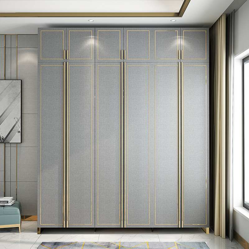 衣柜现代简约轻奢衣帽间布纹柜子储物柜卧室小户户型衣柜