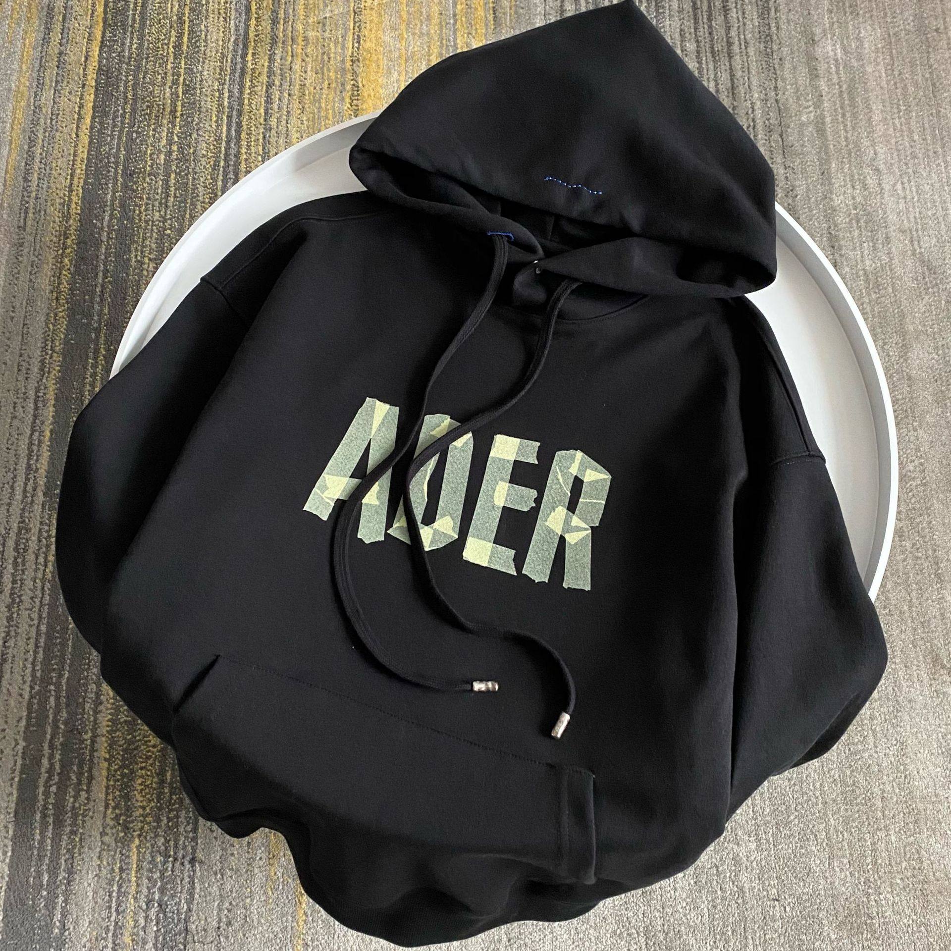 韩国adererror字母logo胶纸纸条折纸印花宽松运动卫衣