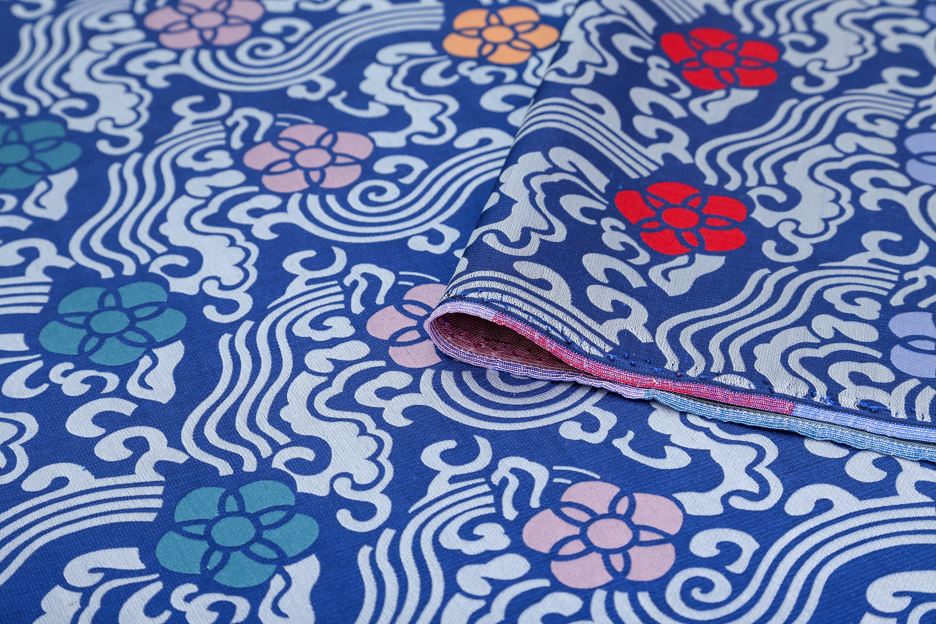 苏式锦宋锦落花流水水纹三大之一汉服旗袍中国丝绸布料