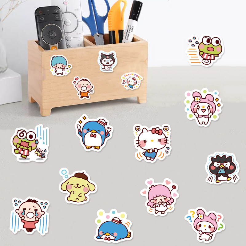 40张三丽鸥可爱卡通库洛米大眼蛙酷企鹅kt美乐蒂防贴纸