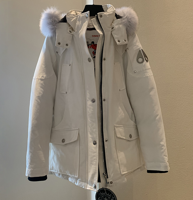 枫叶国经典工装设计小剪刀防水抗寒户外纹理面料羽绒服女款