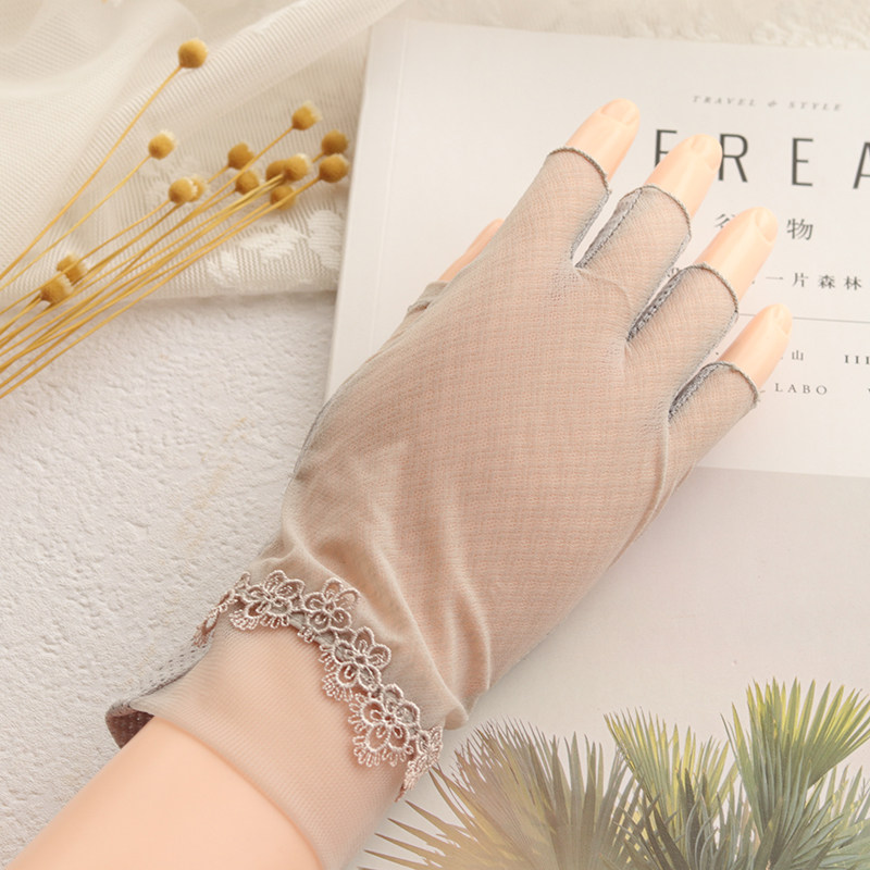 手套户外露指半指防紫外线骑行防滑防晒春夏冰丝手套