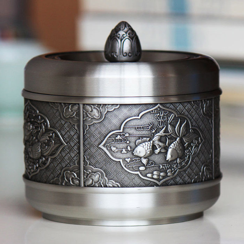 马来西亚锡器锡罐大号普洱茶具金属茶叶罐茶叶罐