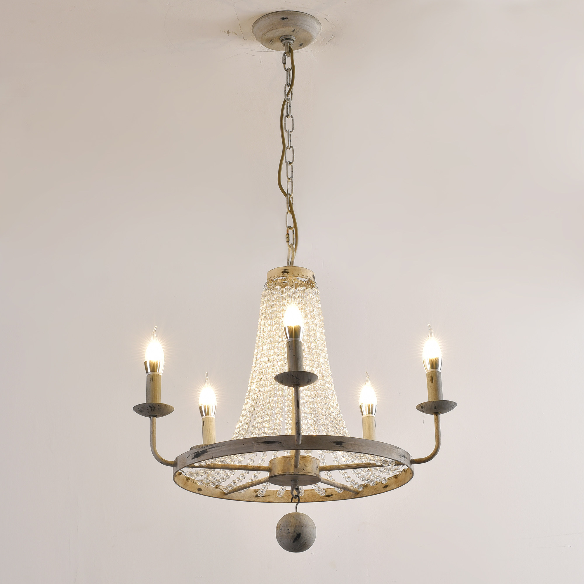 美式吊灯客厅餐厅灯简约法式公主创意复古白色铁艺装饰卧室水晶灯