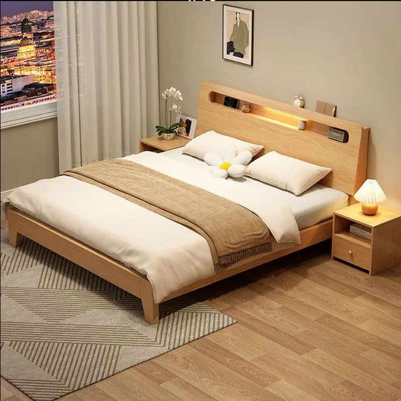 双人床实木木床现代简约15米主卧家用北欧经济出租屋实木床