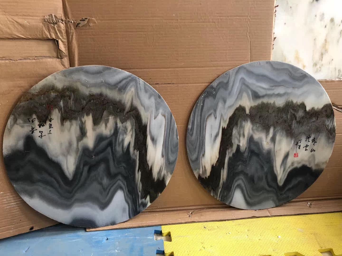 云南大理石老矿石画山水画天然挂屏石画自制尺寸