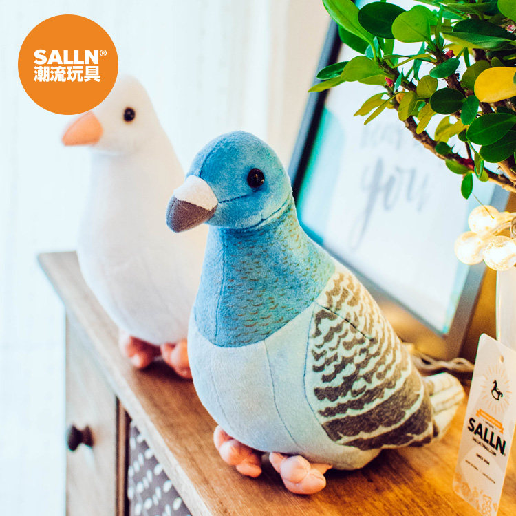 salln仿真动物小鸽子毛绒玩具可爱小鸟公仔玩偶信鸽毛绒布艺类玩具