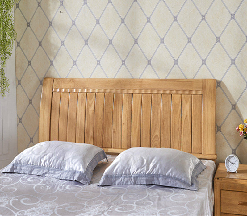 松木橡木榆木床头靠背北欧实木床头板中式雕花床架