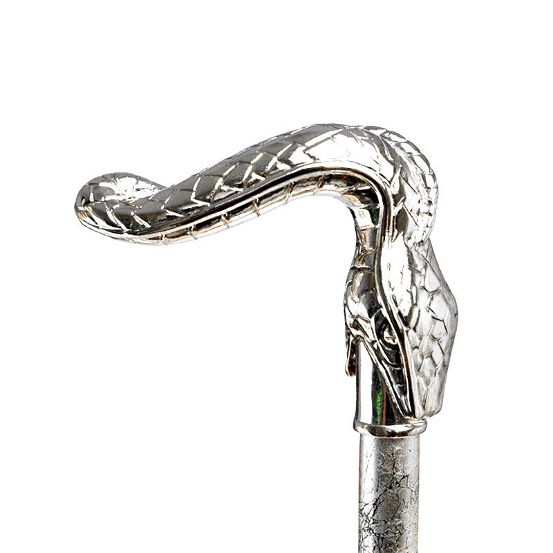 意大利pasotti绅士手杖银色银杆爆口蛇头权杖防滑登山杖