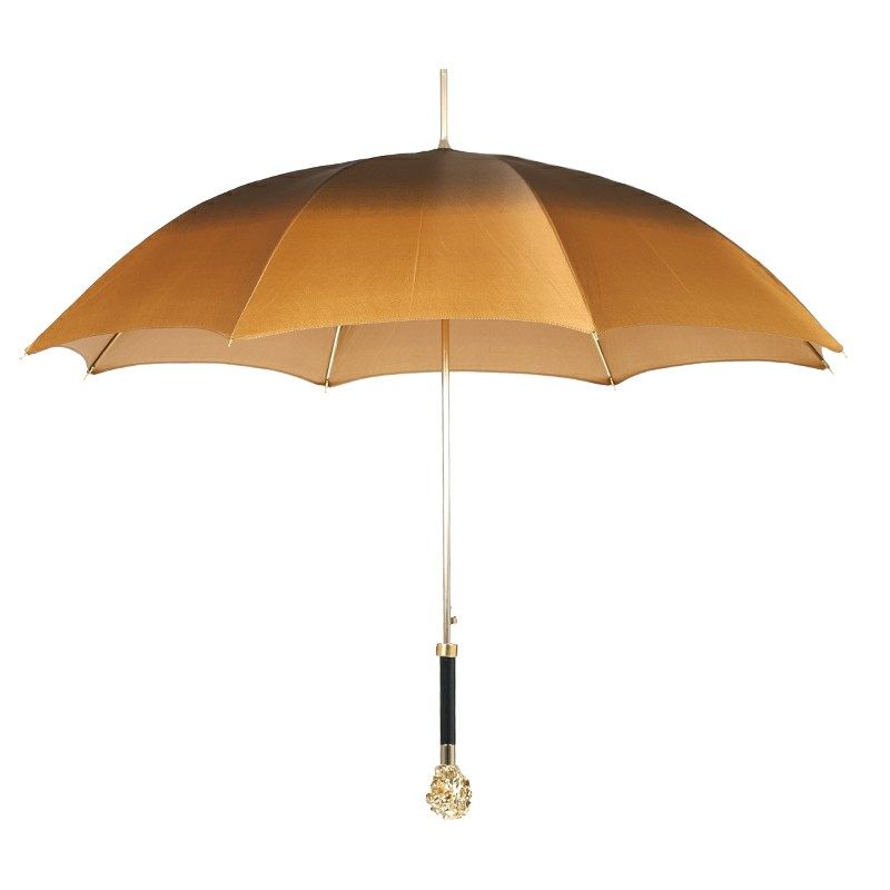 金色意大利pasotti雨伞渐变单层伞布奢华狮子把手伞