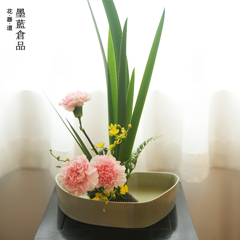 不规则扇形花器花盆小原流花花舞组合插花日式花盆