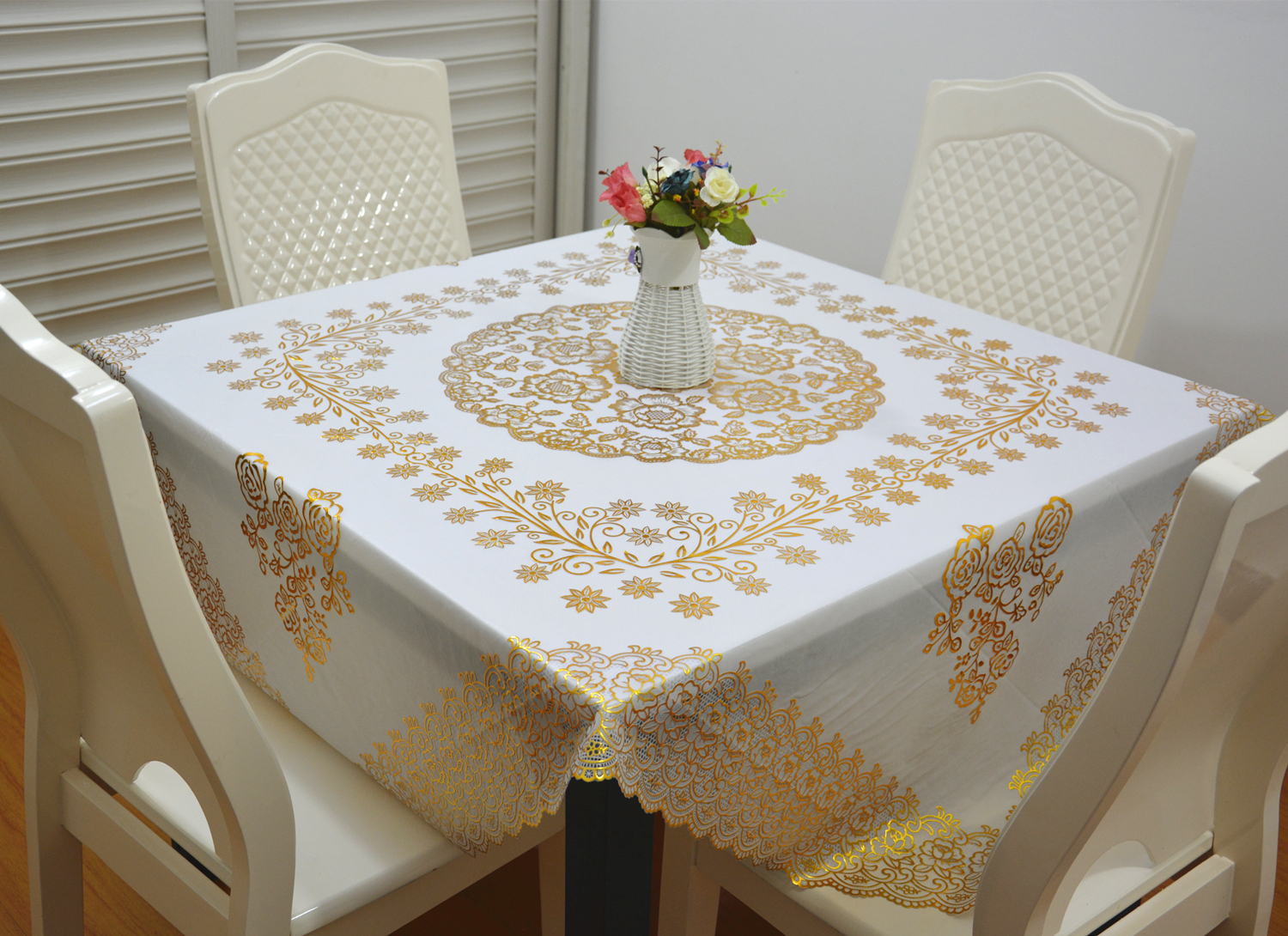 四方方桌台布正方形麻将桌桌布pvc烫金家用塑料桌布