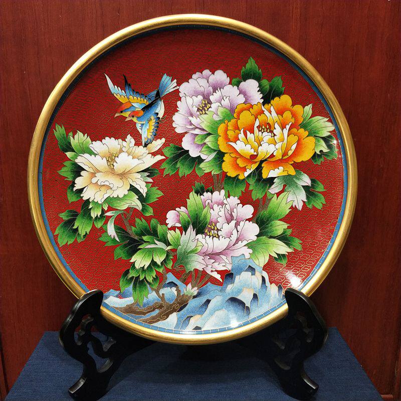 景泰蓝北京特色工艺工艺品品正品铜胎掐丝珐琅盘子景泰蓝
