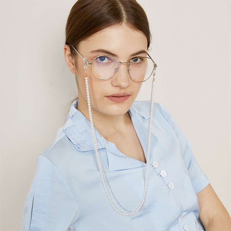 artk小香风眼镜链条挂脖复古时尚珍珠挂绳项链眼镜链